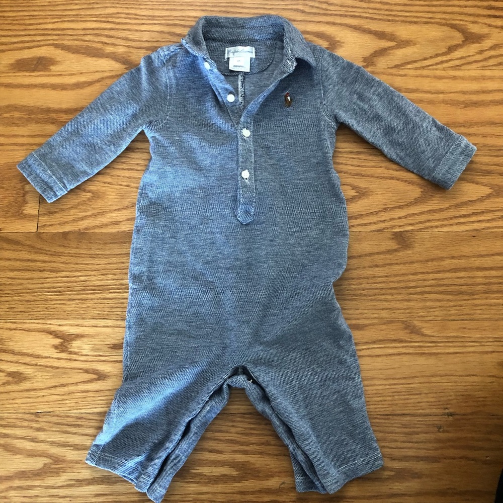 Ralph Lauren Onesie - 6 Months - Light Denim Polo